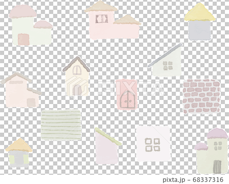 かわいい家の水彩イラストセット かわいい家の水彩イラストセット 68337316