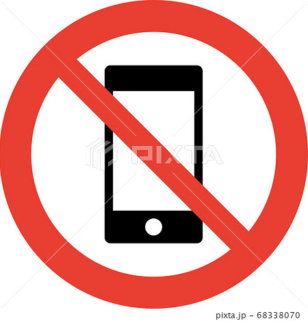 スマホ 携帯電話 使用禁止のピクトグラムのイラスト素材