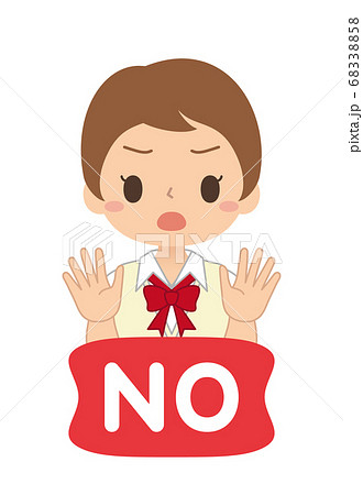 Noサインをする女の子のアイコン 高校生 中学生 イラストのイラスト素材 6358