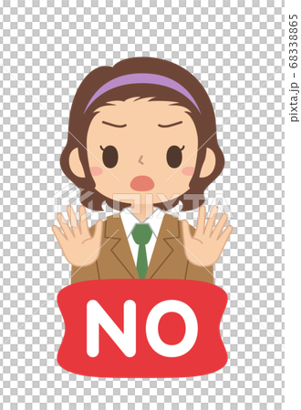 NOサインをする女の子のアイコン　高校生　中学生　イラスト 68338865