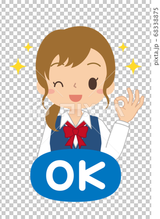Icon of a girl giving an OK sign Illustration of high school and junior high school students 68338875
