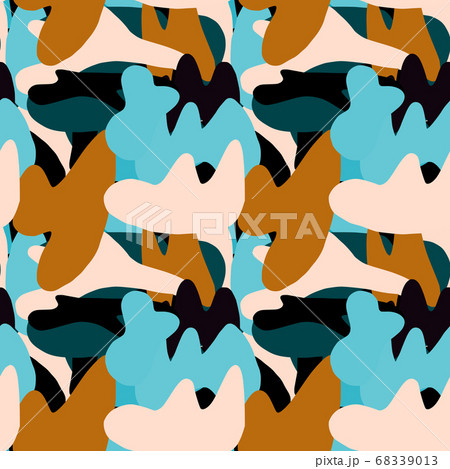 Camouflage bright seamless pattern. Brown, blue, 68339013