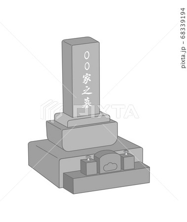 日本のシンプルなお墓 斜めのイラスト素材