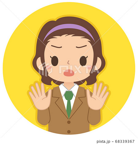 NOサインをする女の子のアイコン　高校生　中学生　イラスト 68339367