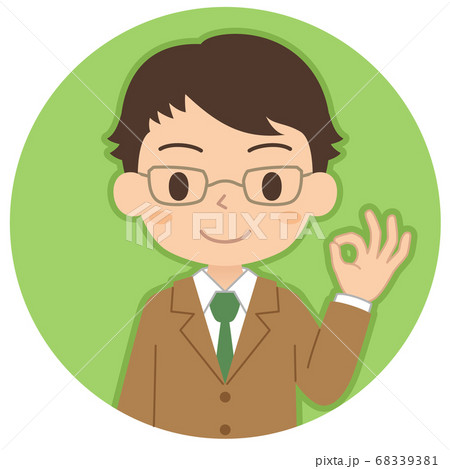 OKサインをする男の子のアイコン 高校生 中学生 イラスト OKサインをする男の子のアイコン 高校生 中学生 イラスト 68339381
