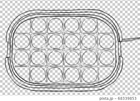 たこ焼きホットプレート 線画のイラスト素材