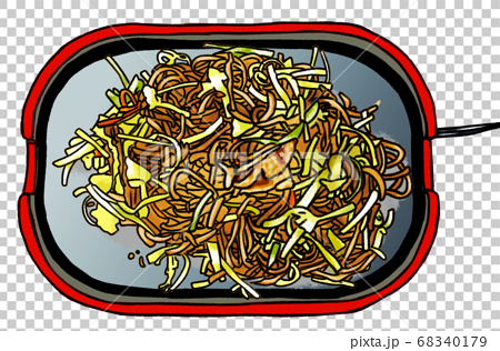 There Is Hot Plate Yakisoba Line Drawing Stock Illustration