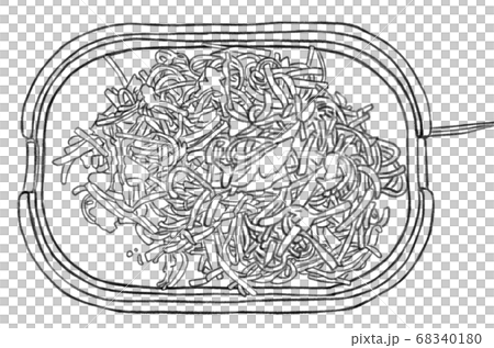 ホットプレート 焼きそば 線画のイラスト素材