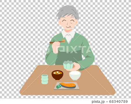 楽しく食事をする高齢者のイラストのイラスト素材 6407