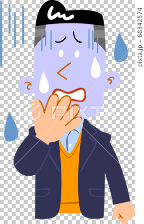 Upper body of a man wearing a jacket that turns pale 68342574