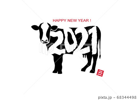 2021模様の牛の年賀状 2021模様の牛の年賀状 68344498