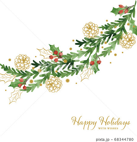クリスマスガーランドの水彩イラストのイラスト素材