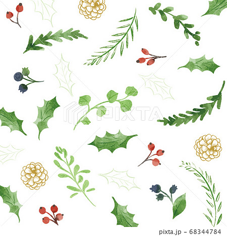 クリスマスアイテムの水彩イラストのイラスト素材