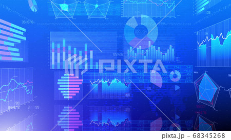 ビジネス 経済 金融 データ グラフ チャート 資料 成長 成功 3D イラスト 背景 バック 68345268