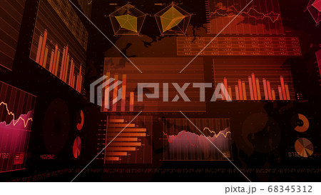 ビジネス 経済 金融 データ グラフ チャート 資料 成長 成功 3D イラスト 背景 バック 68345312