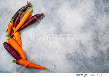 Carrots, orange and purple anthocyanin-rich on Carrots, orange and purple anthocyanin-rich on 68345408