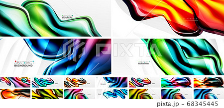 Vector set of abstract backgrounds, flowing...のイラスト素材 [68345445] - PIXTA