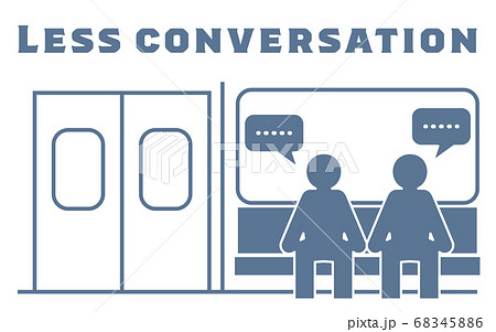 電車内での会話は控えめにするよう勧めるアイコン 電車内での会話は控えめにするよう勧めるアイコン 68345886