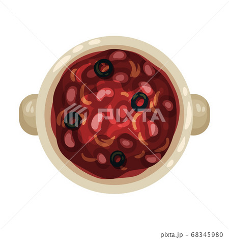 Soup with Beans and Vegetables as Portuguese Dish View from Above Vector Illustration 68345980