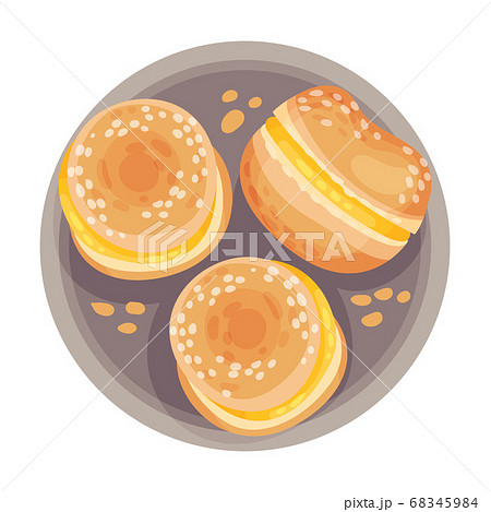 Doughnut with Pastry Cream as Portuguese Dessert View from Above Vector Illustration 68345984