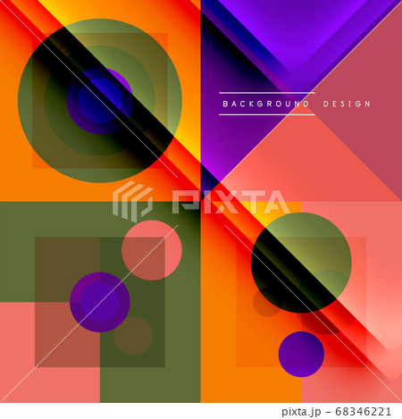 Neo memphis geometric pattern with circles, squares and lines. Pop art abstract background for covers, banners, flyers and posters and other templates 68346221