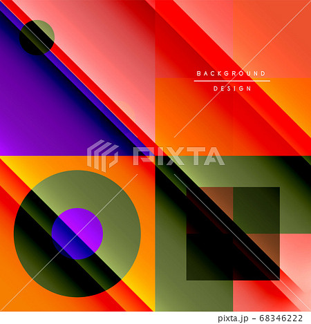 Neo memphis geometric pattern with circles, squares and lines. Pop art abstract background for covers, banners, flyers and posters and other templates 68346222