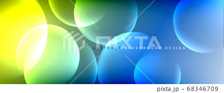 Vector abstract background liquid bubble circles on fluid gradient with shadows and light effects. Shiny design templates for text 68346709