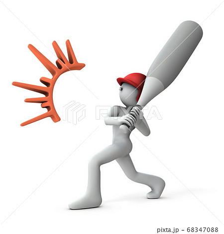 ヒットを出したバッター 3dレンダリング のイラスト素材 6470