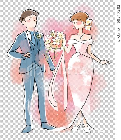 優しいタッチの新郎新婦のイラスト 68347282