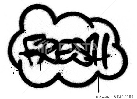 graffiti fresh word in a cloud sprayed in black 68347484