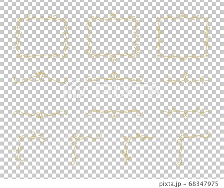 手書きのエレガントなフレームのセット／おしゃれ／飾り／枠／上品／額縁／ゴージャス 68347975