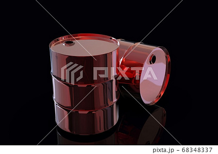 Two Red Metal Industrial Oil Barrels 3D rendering 68348337