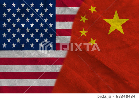 China and Usa Two Half Flags Together China and Usa Two Half Flags Together 68348434