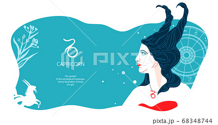 Zodiac background. Capricorn constellation. Vector illustration. Horizontal banner. 68348744
