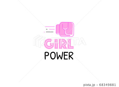Girl power quote. Female fist in pink fight glove. 68349881