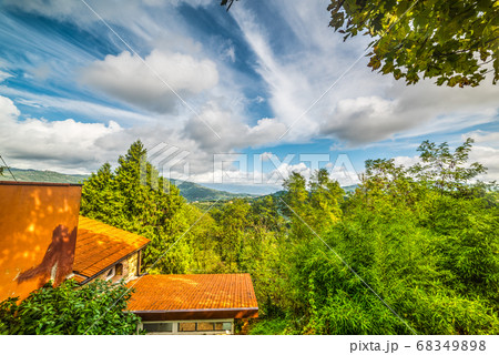 houses in a green valley in Tuscany 68349898