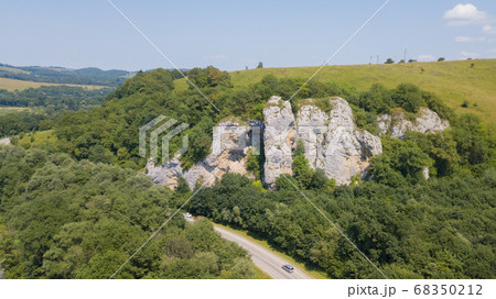 Landmark, attraction - Rock cliff Three elephants. Russia, Krasnodar Territory, Mostovskiy rayon Landmark, attraction - Rock cliff Three elephants. Russia, Krasnodar Territory, Mostovskiy rayon 68350212