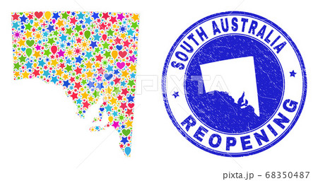 Reopening South Australia Map Collage and Grunge Stamp 68350487