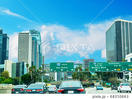 Traffic in 110 freeway in Los Angeles 68350663