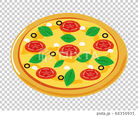 トマトとバジルのピザのベクターイラスト チーズのイラスト素材