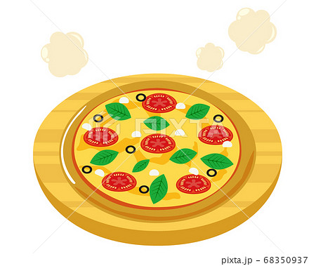 トマトとバジルのピザのベクターイラスト チーズのイラスト素材