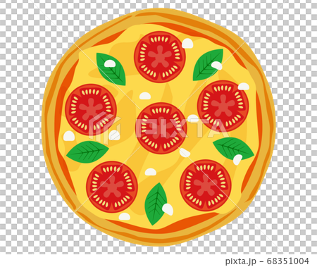 トマトとバジルのピザのベクターイラスト　チーズ 68351004