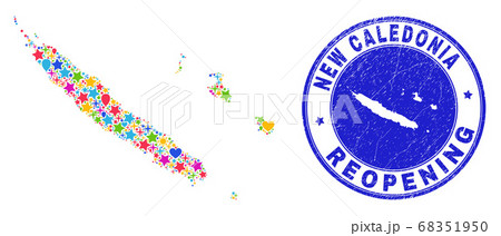 Reopening New Caledonia Islands Map Collage and Scratched Seal Reopening New Caledonia Islands Map Collage and Scratched Seal 68351950