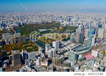 東京の街並み空撮の写真素材