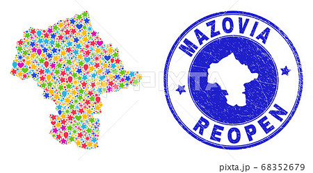 Reopening Mazovia Province Map Mosaic and Distress Seal 68352679