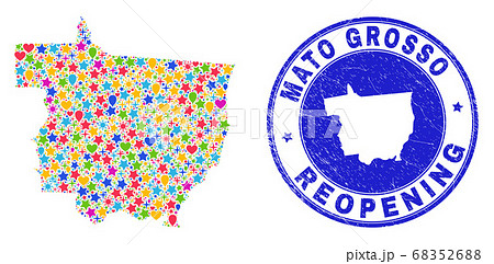 Reopening Mato Grosso State Map Mosaic and Textured Stamp Reopening Mato Grosso State Map Mosaic and Textured Stamp 68352688