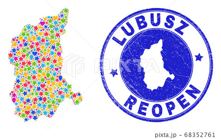 Reopening Lubusz Voivodeship Map Collage and Distress Seal 68352761