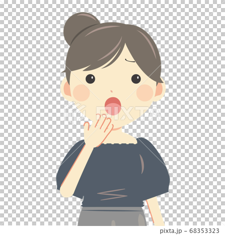 オロオロする女性 上半身・夏服半袖 68353323