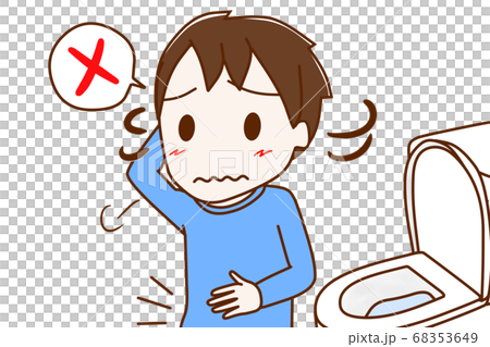 便秘でお腹がポッコリの少年のイラスト素材