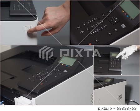 Woman's hands in white glove pressing button on Woman's hands in white glove pressing button on 68353765
